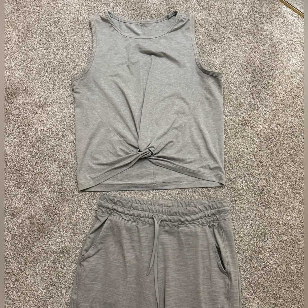 Gray Knotted Tank and Jogger Set
